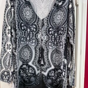 dressbarn Monochrome Paisley Blouse